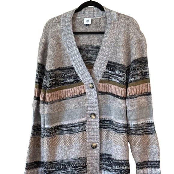 Cabi Women's Boyfriend Button V Neck Cardigan Black Tan Size XL - Picture 4 of 7